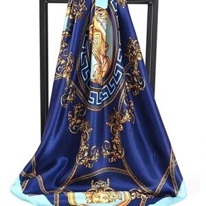 Elegant Blue and Gold Scarf